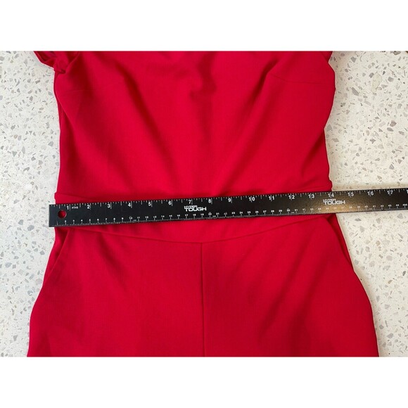 NWT New EXPRESS Womens S Solid Red Jumpsuit Wide Leg Flowy Lined Office Wedding - Picture 6 of 10